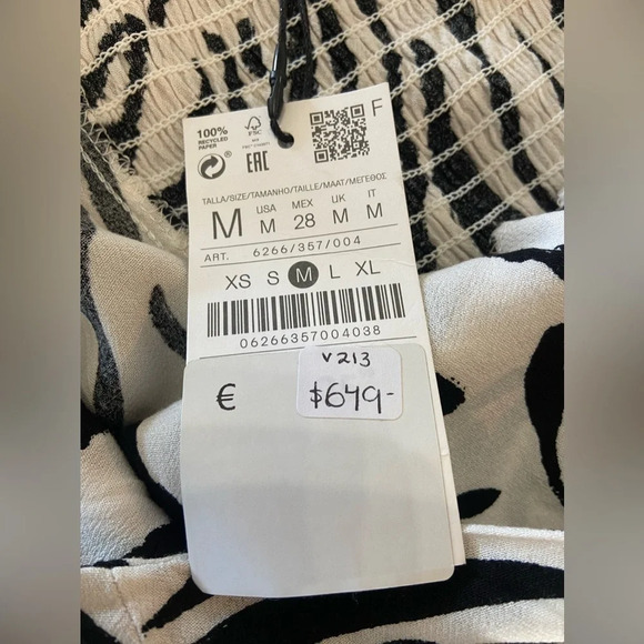 STRADIVARIUS ASOS Zebra Print Black & White Maxi Dress Short Sleeves Medium NWT - Picture 7 of 8